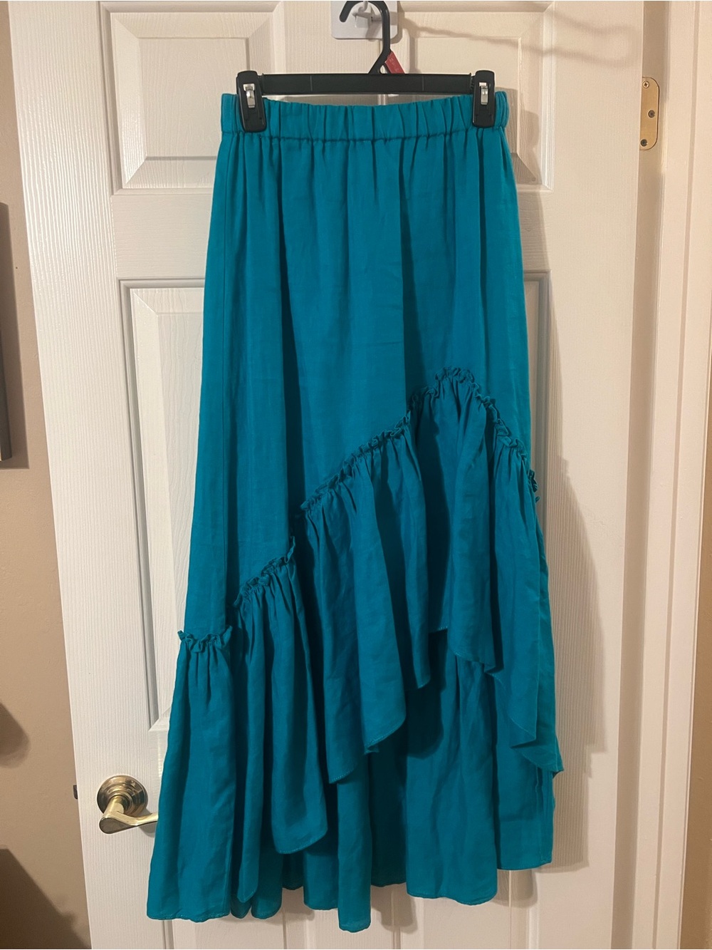 Like New Trina Turk Women’s Out of Office Linen Teal Maxi Skirt Size XS